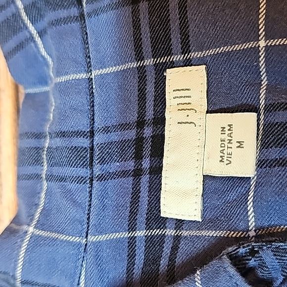 NEW J JILL BLUE PLAID OVERSIZED LONG SLEEVE BUTTON-UP SHIRT - Picture 13 of 15